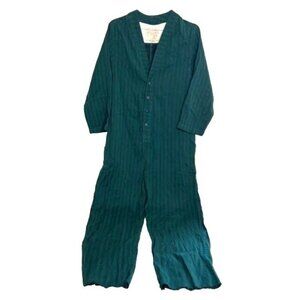 Ace & Jig Jumpsuit Vertical Stripes Blue and Green Ribbed Large